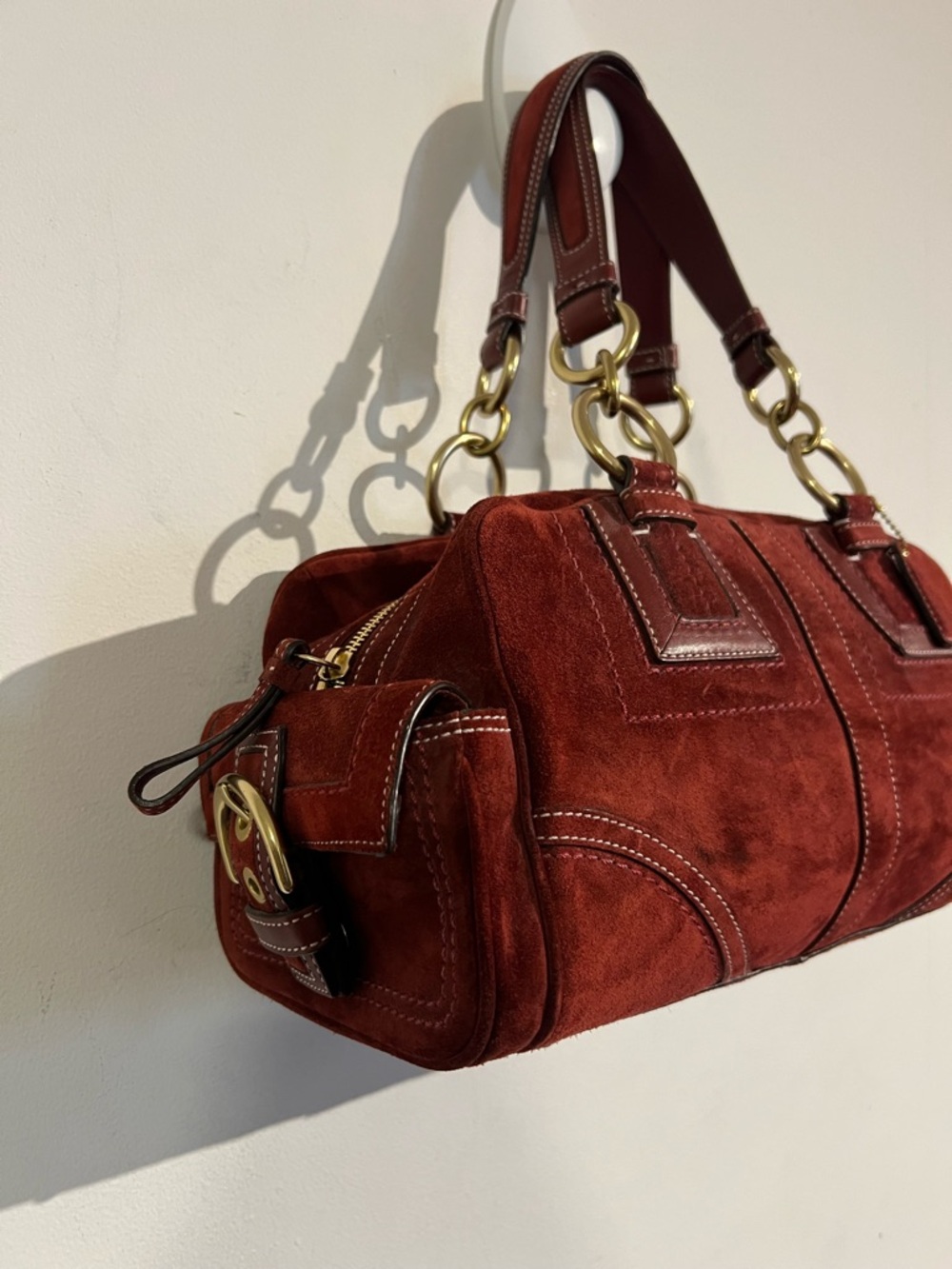 Coach Mia Suede in Deep red shoulder bag - Picture 7 of 16